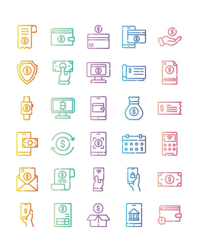 Payment Icon Set 30 isolated on white background vector