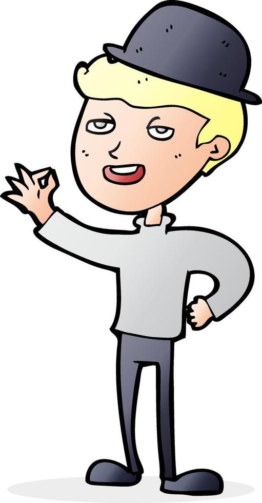 cartoon man with bowler hat vector