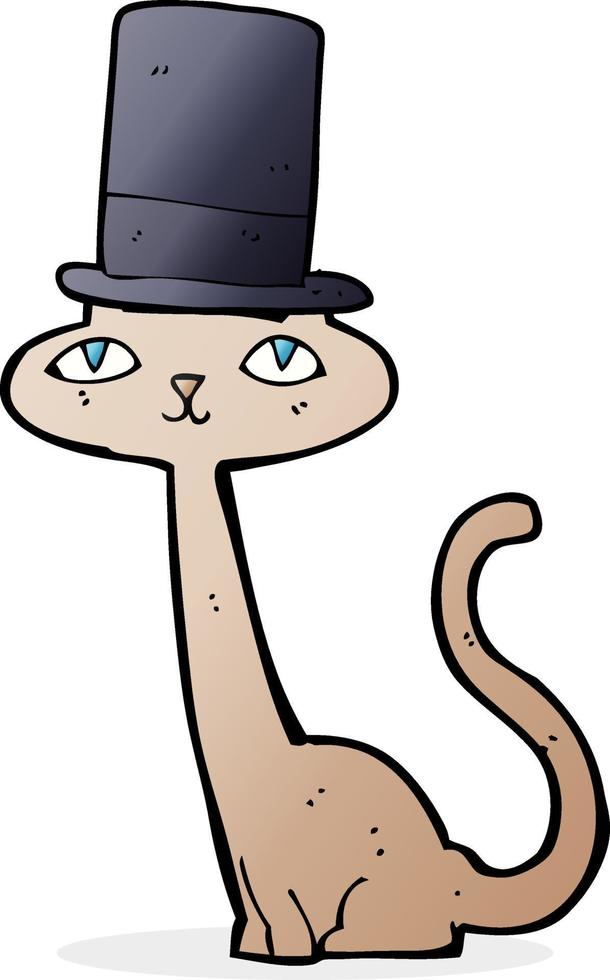 cartoon cat wearing top hat vector