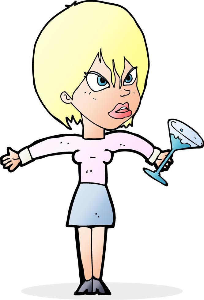 cartoon woman with drink vector
