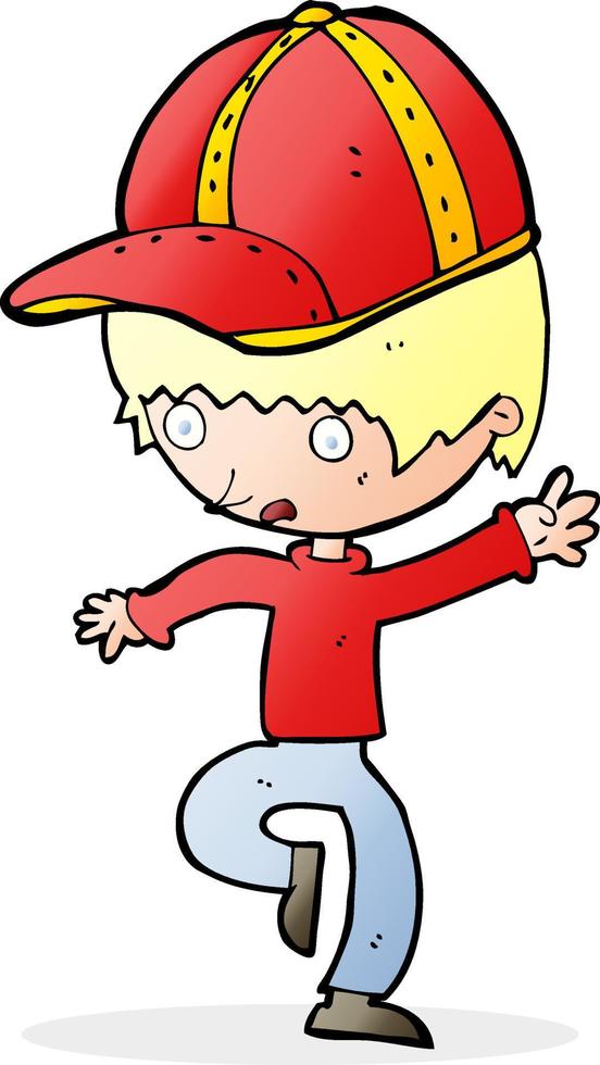 cartoon school boy wearing cap vector