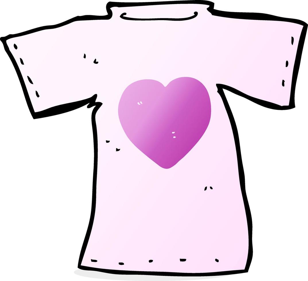 camiseta de dibujos animados impresa con corazón de amor vector