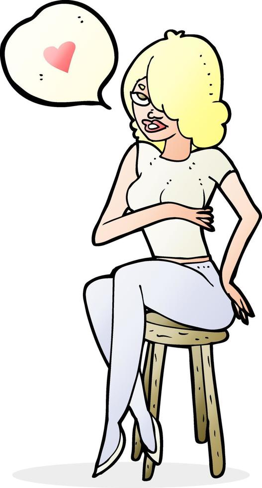 woman sitting on chair talking about love vector