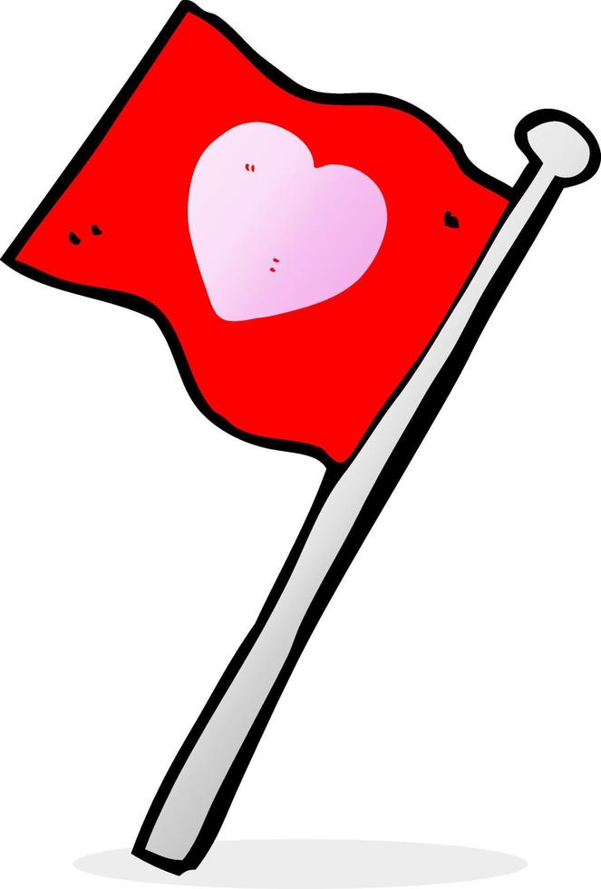 cartoon flag with love heart vector