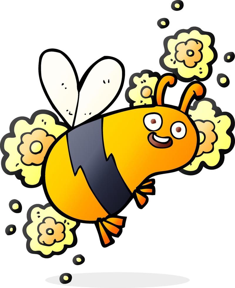 abeja voladora de dibujos animados vector