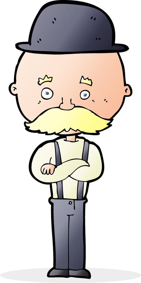 cartoon man wearing british bowler hat 11181057 Vector Art at Vecteezy