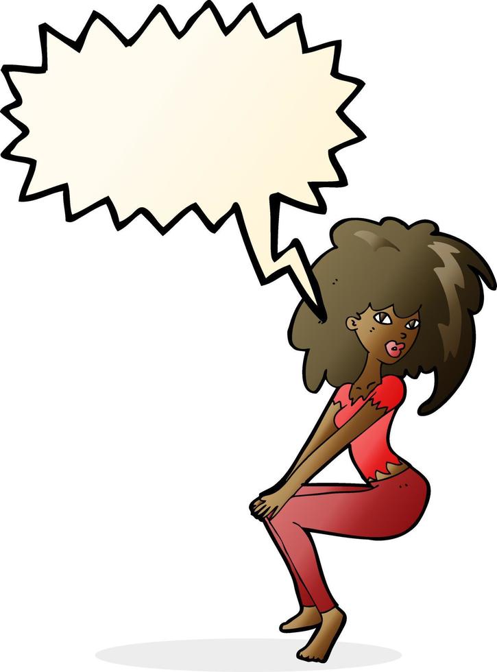 cartoon woman with big hair with speech bubble vector