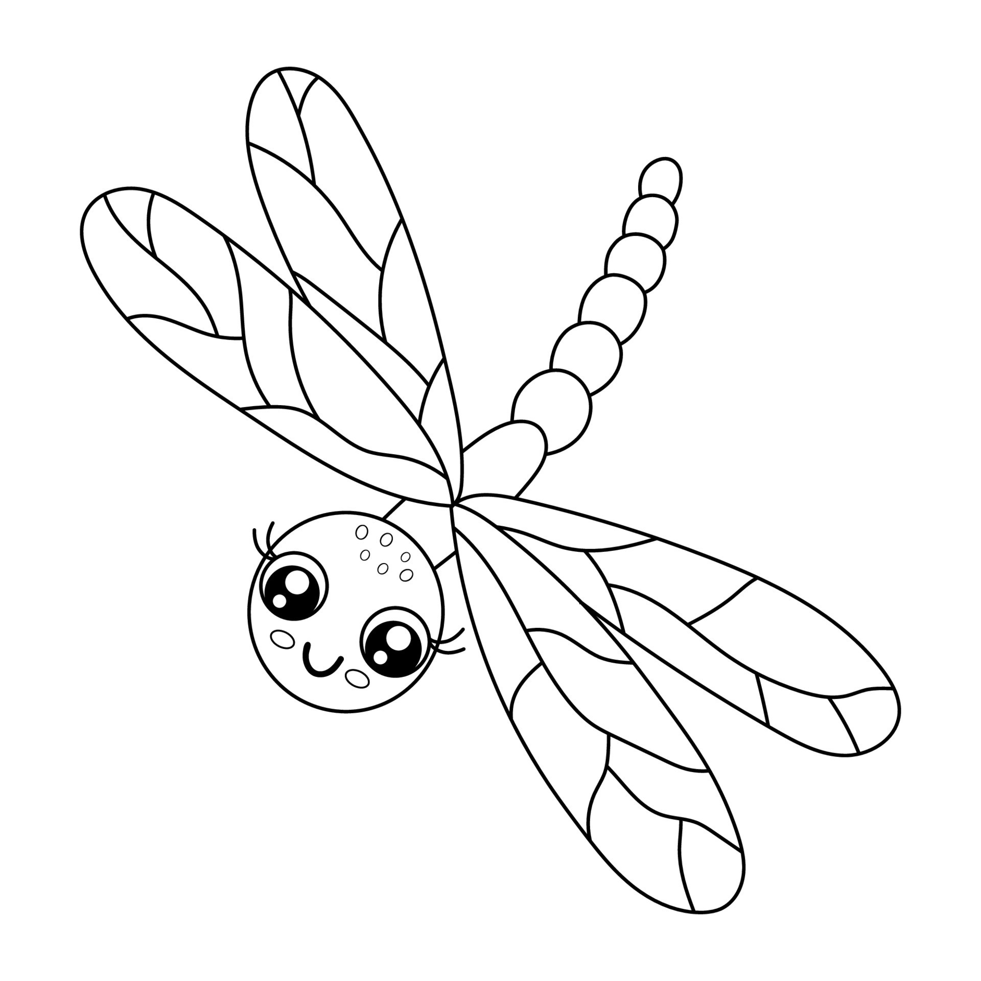 Cute outline dragonfly isolated on white background. Funny insect for ...