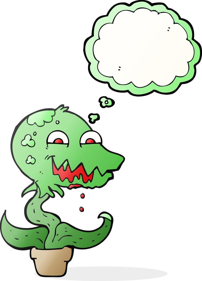freehand drawn thought bubble cartoon monster plant vector