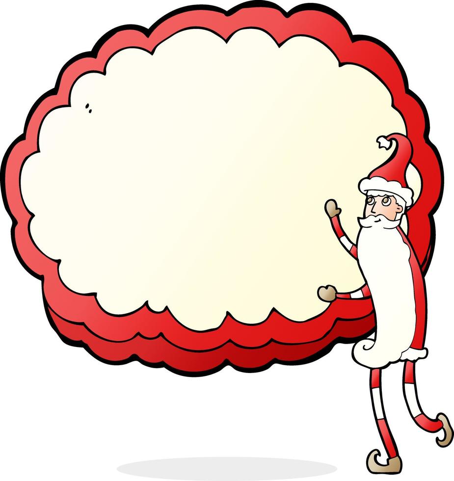 cartoon santa claus presenting text cloud space vector