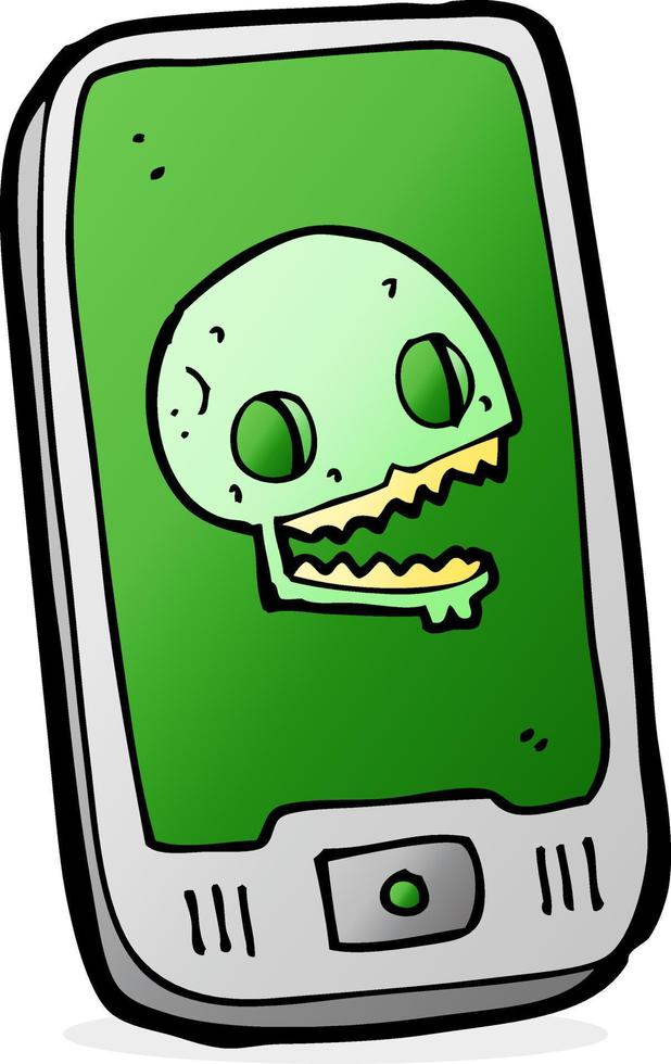 cartoon mobile phone with virus vector