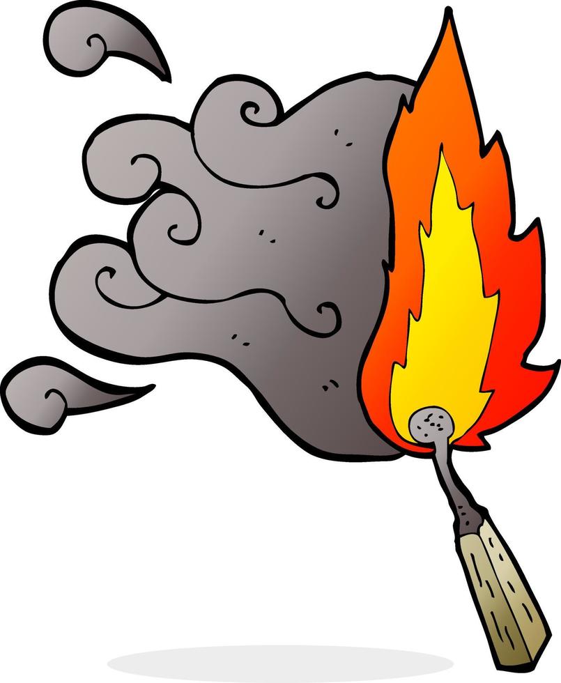 cartoon struck match burning vector