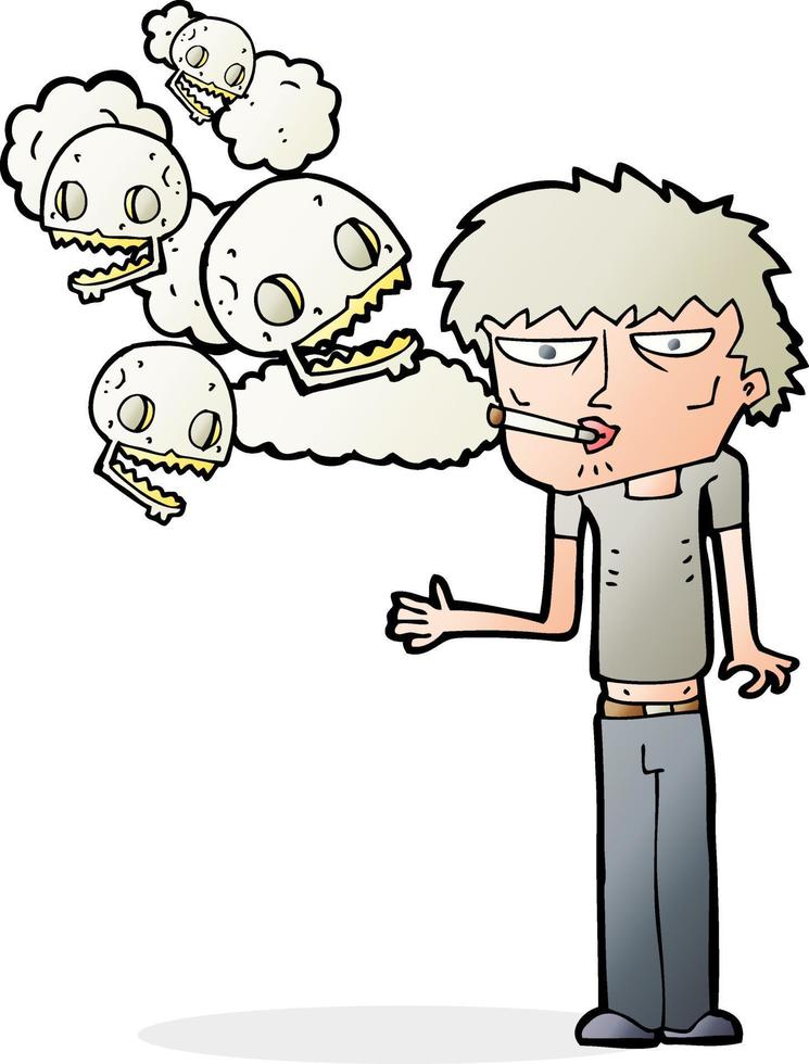 cartoon person smoking cigarette vector
