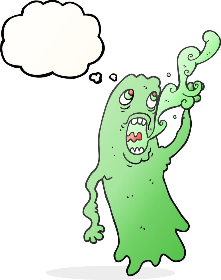 freehand drawn thought bubble cartoon ghost vector
