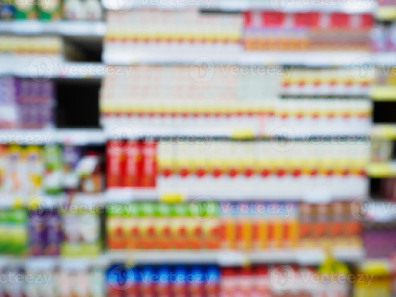 Supermarket shelves with abstract defocused blur background photo