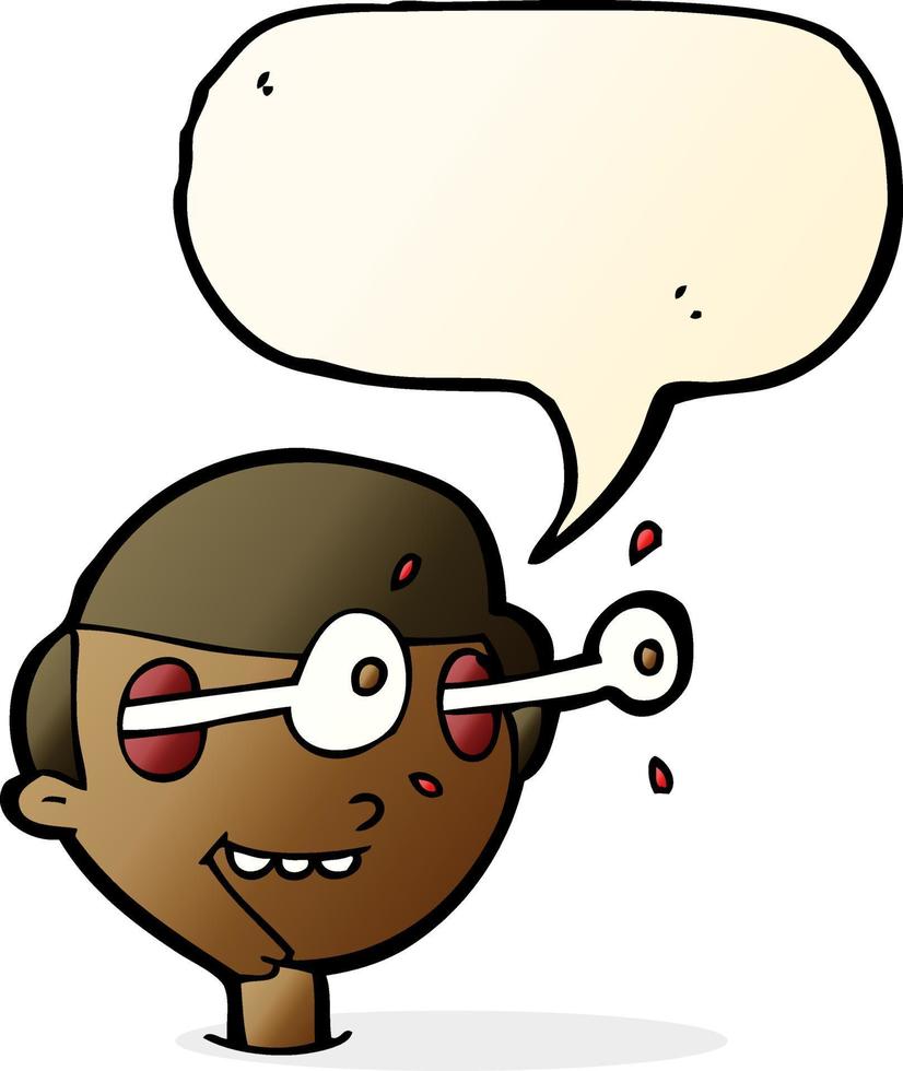 cartoon excited boy s face with speech bubble vector
