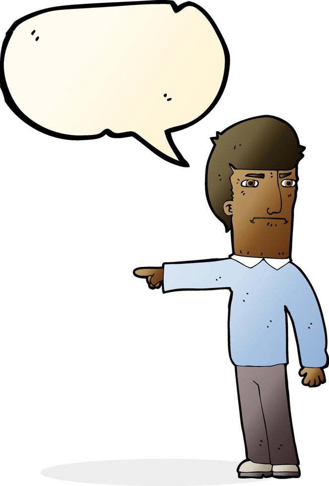 cartoon man pointing with speech bubble vector