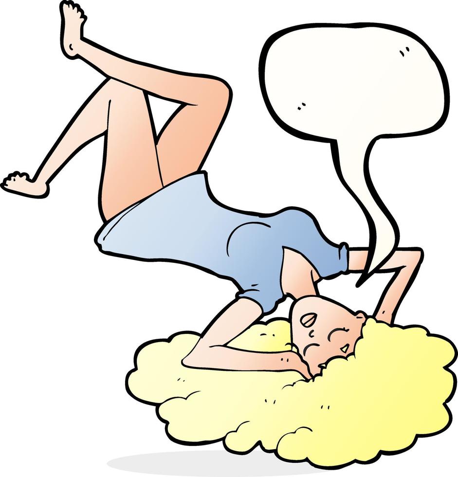 cartoon woman lying on floor with speech bubble vector