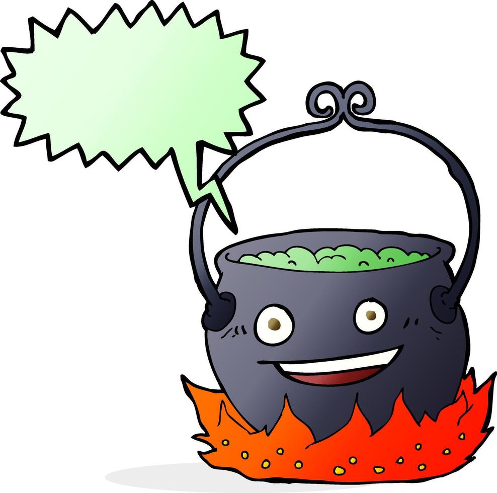 cartoon witch s cauldron with speech bubble vector