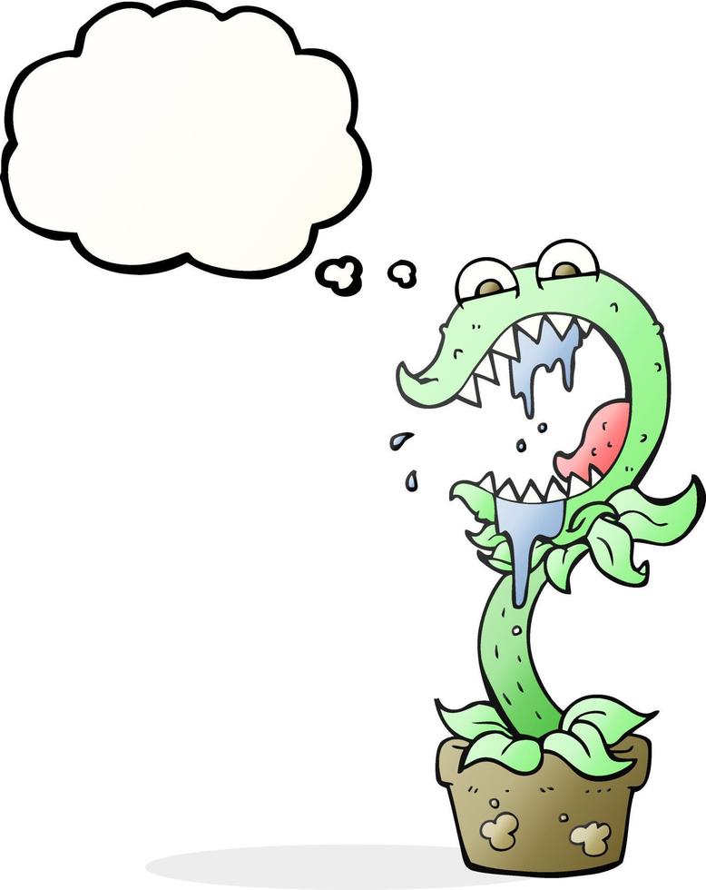 Pensamiento dibujado a mano alzada bubble cartoon planta carnívora vector