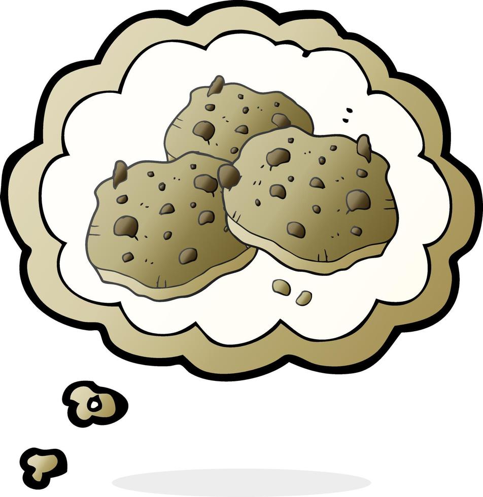 freehand drawn thought bubble cartoon chocolate chip cookies vector