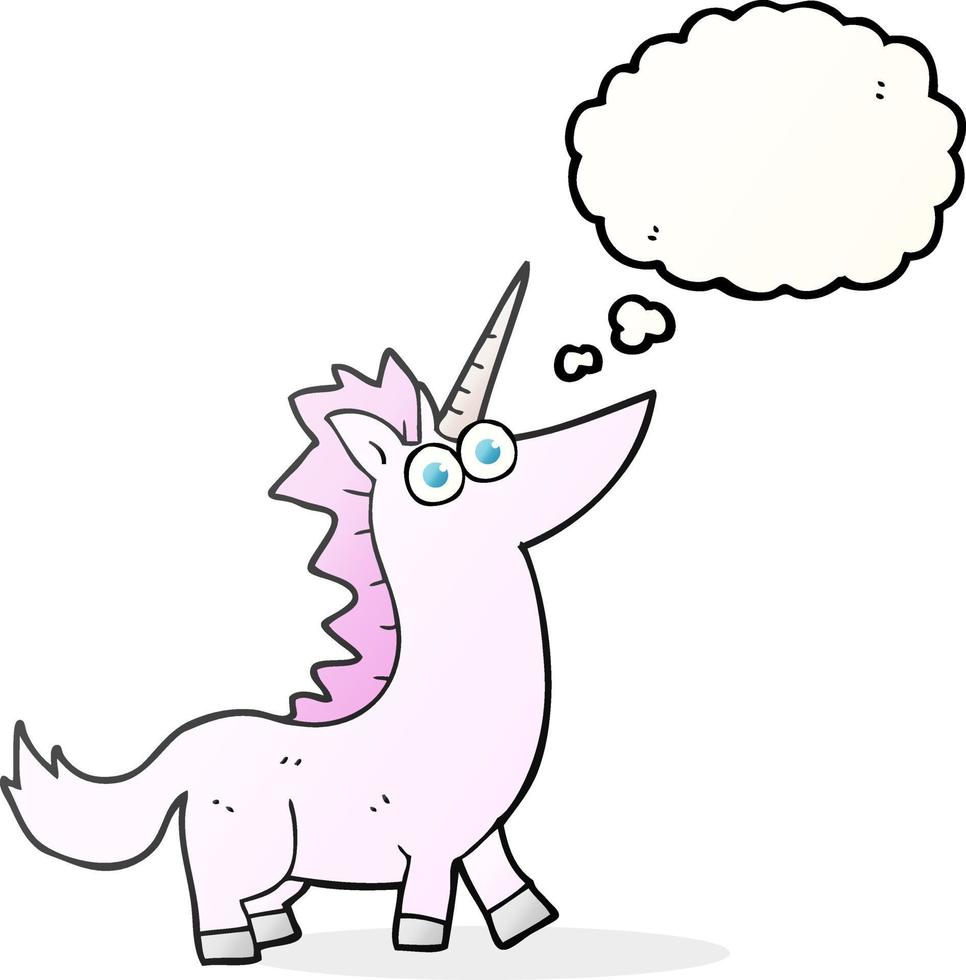 freehand drawn thought bubble cartoon unicorn vector