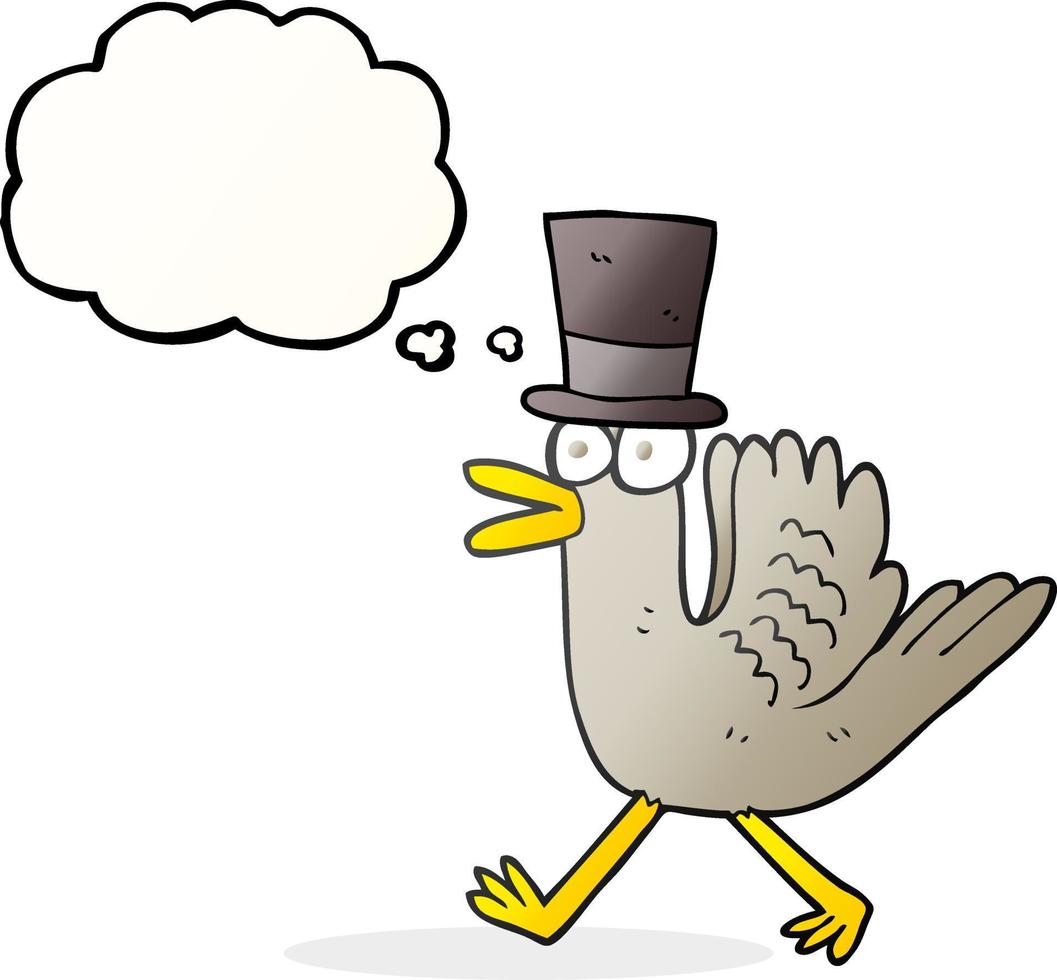 freehand drawn thought bubble cartoon duck in top hat vector