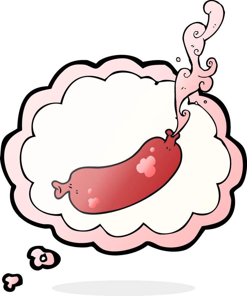 freehand drawn thought bubble cartoon squirting sausage vector