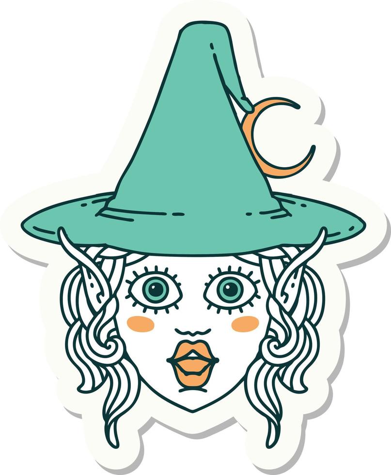 sticker of a elf mage character face vector