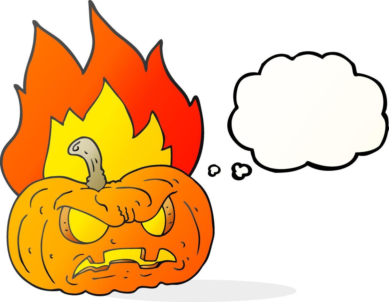 freehand drawn thought bubble cartoon halloween pumpkin vector