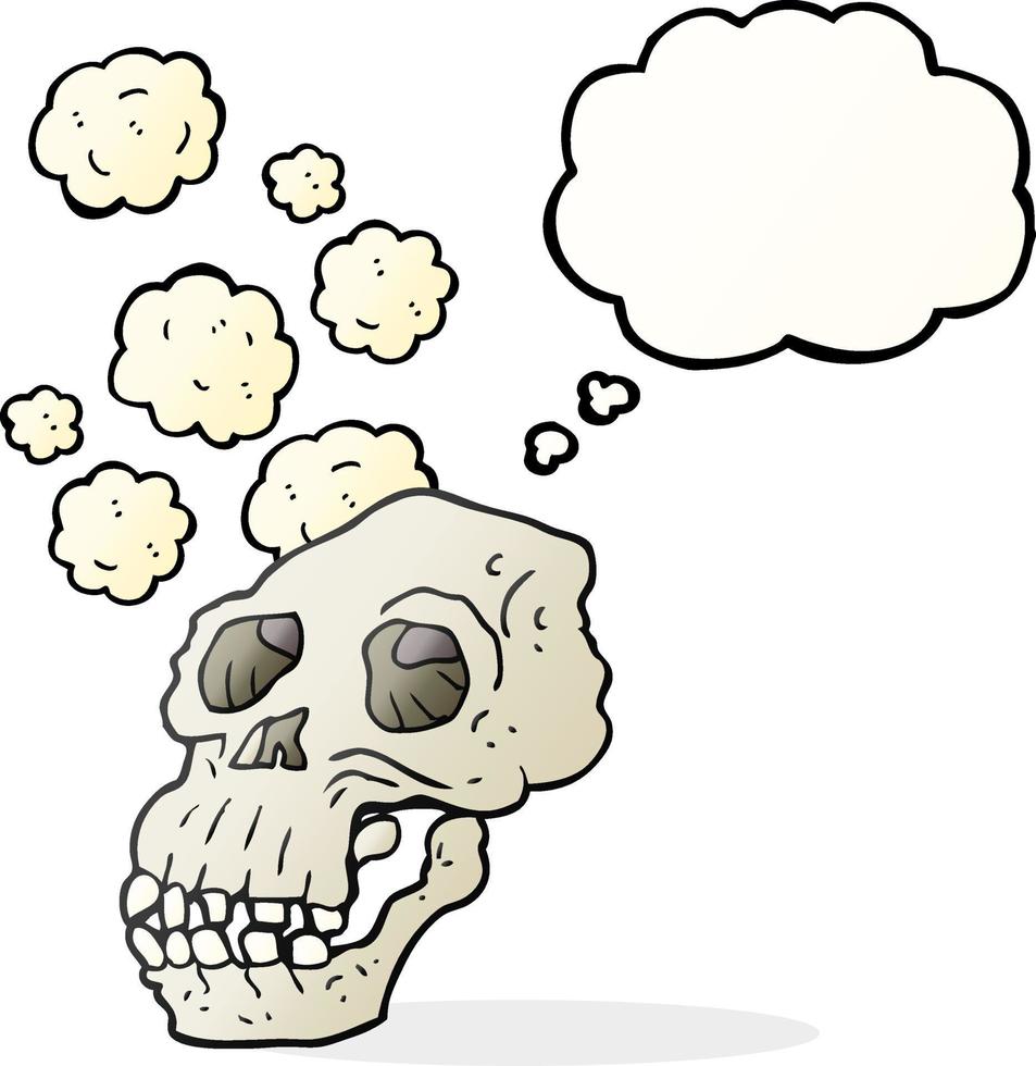 freehand drawn thought bubble cartoon ancient skull vector