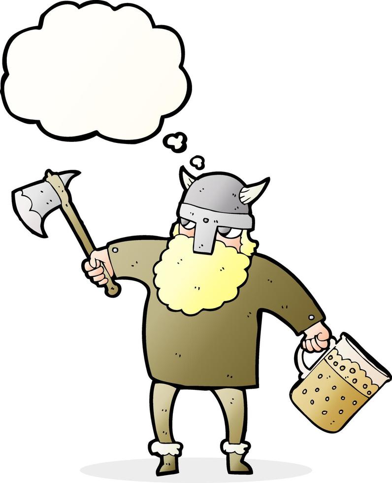 Burbuja de pensamiento dibujadas a mano alzada cartoon borracho vikingo vector