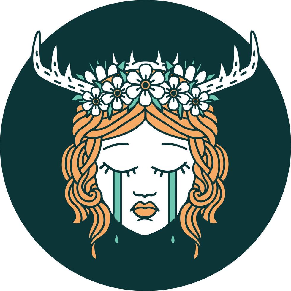 icon of crying human druid vector