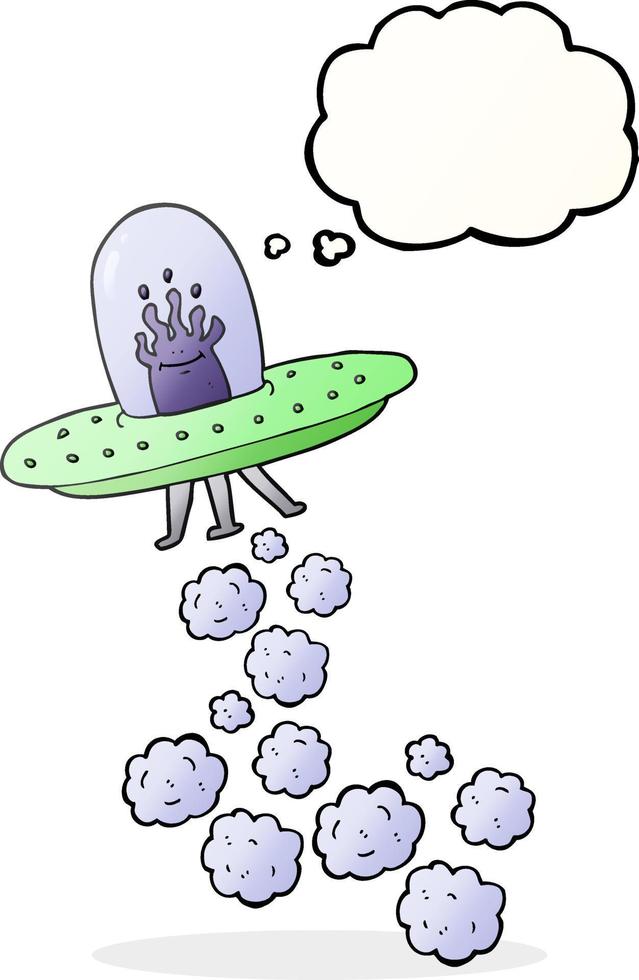 freehand drawn thought bubble cartoon flying saucer vector