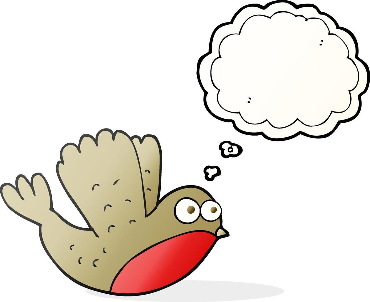 freehand drawn thought bubble cartoon flying christmas robin vector