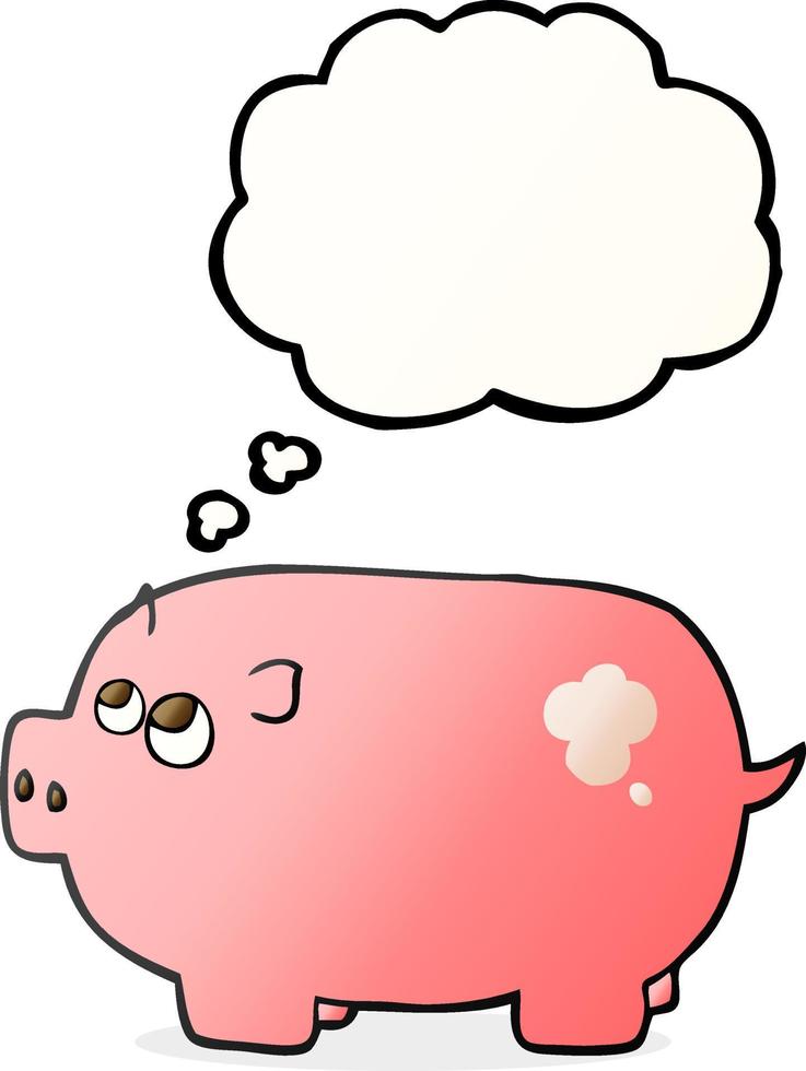 freehand drawn thought bubble cartoon piggy bank vector