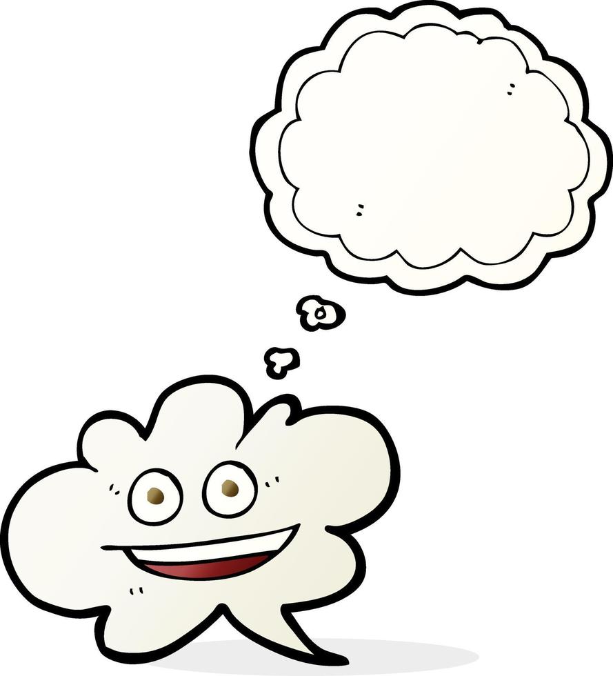 freehand drawn thought bubble cartoon cloud thought bubble with face vector