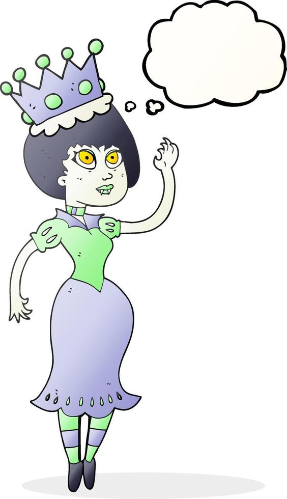 Pensamiento dibujado a mano alzada bubble cartoon vampire queen ondeando vector