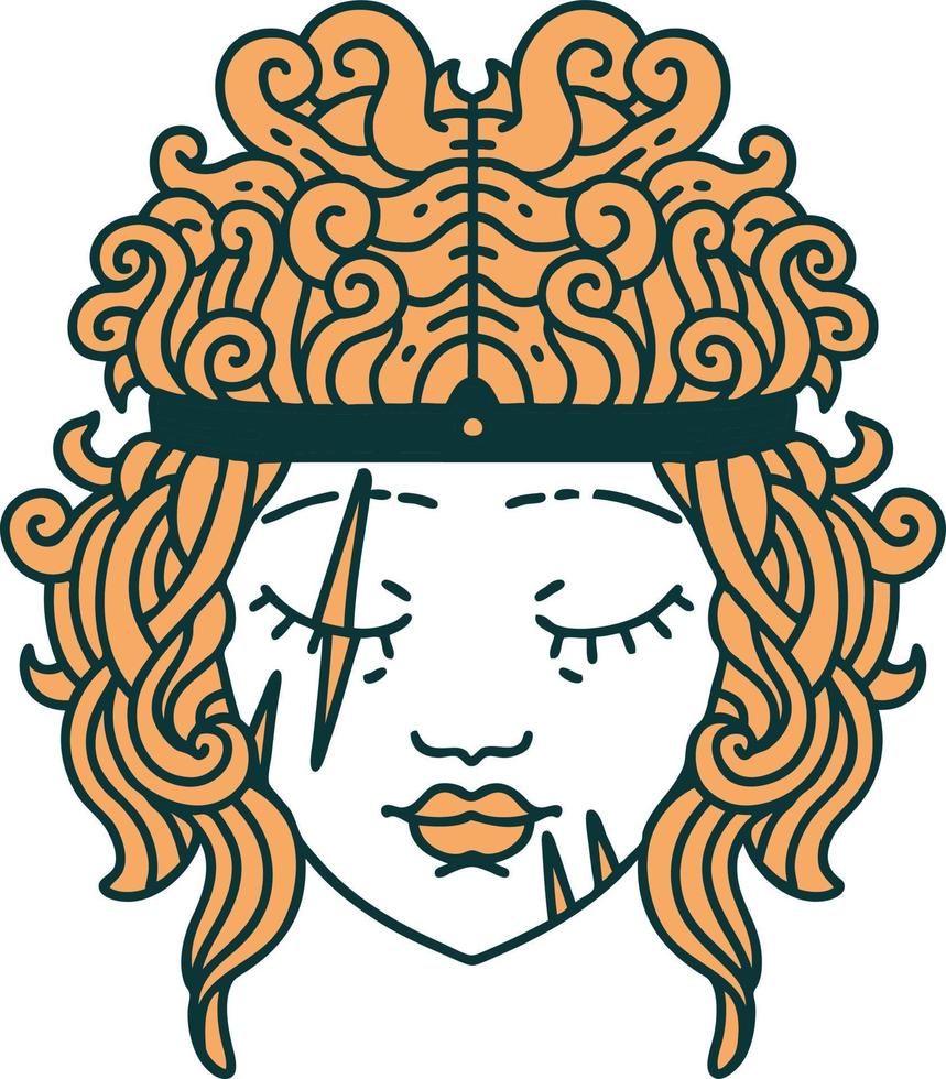 Retro Tattoo Style human barbarian character vector