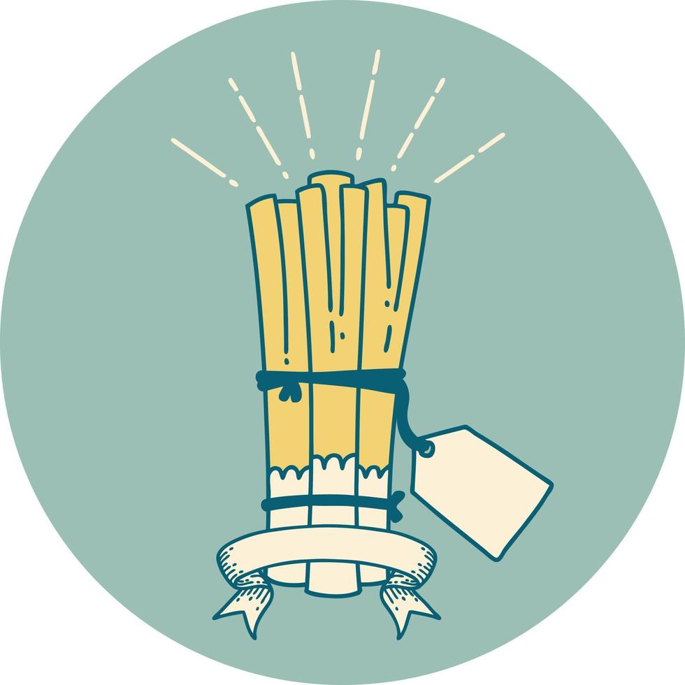 icon of a tattoo style bunch of leeks vector
