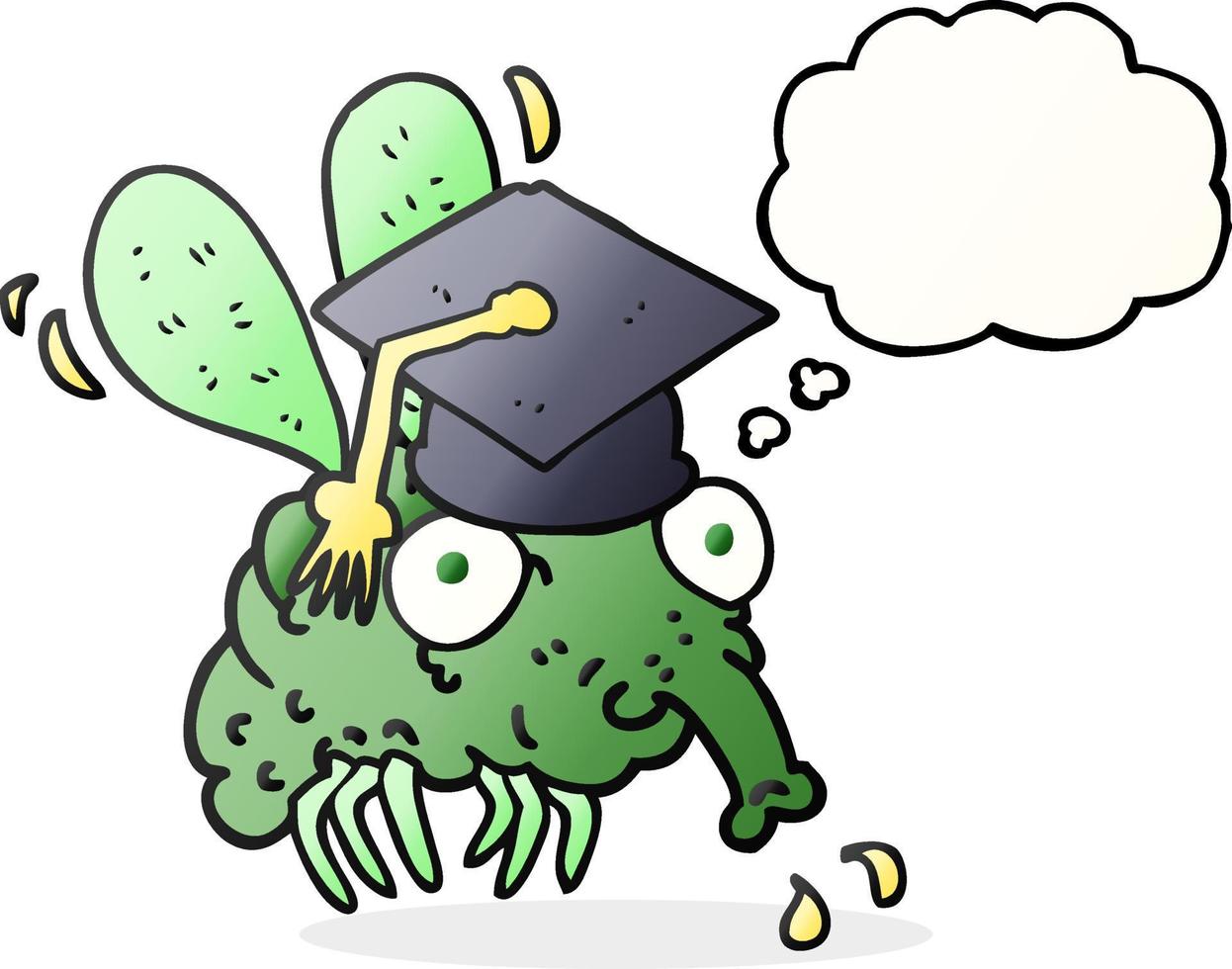 freehand drawn thought bubble cartoon fly graduate vector