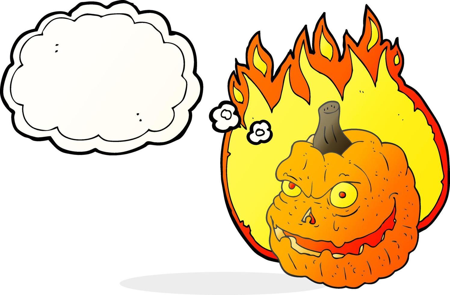 freehand drawn thought bubble cartoon spooky pumpkin vector