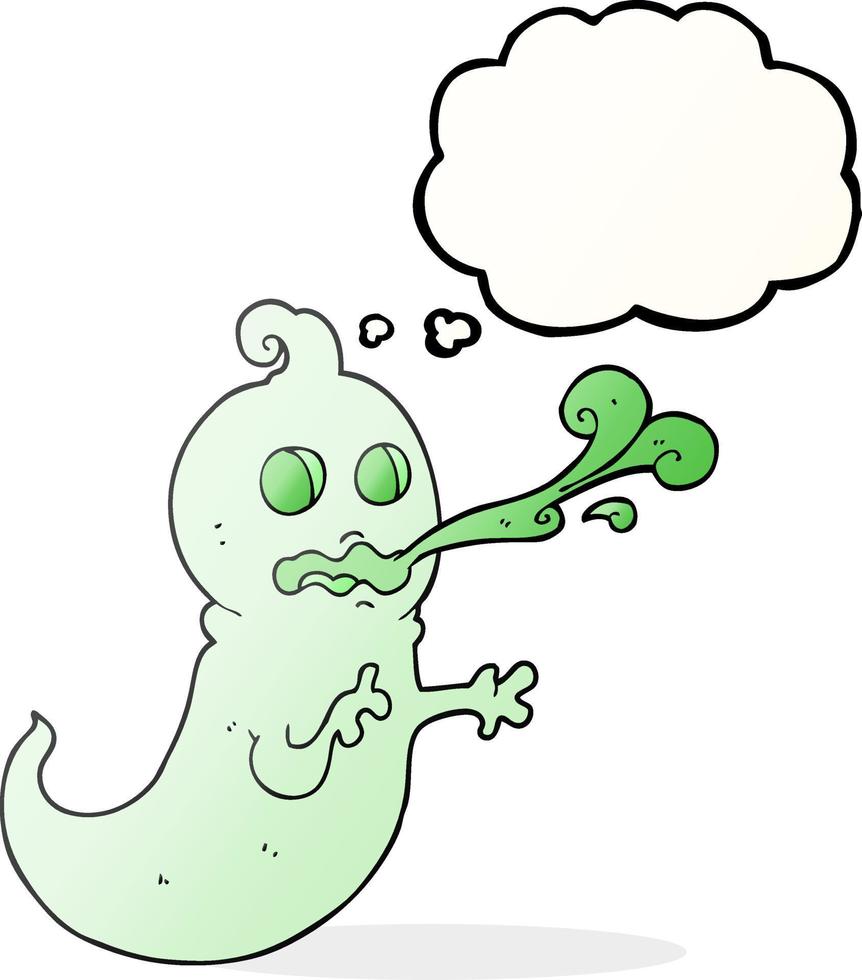 Pensamiento dibujado a mano alzada bubble cartoon fantasma baboso vector