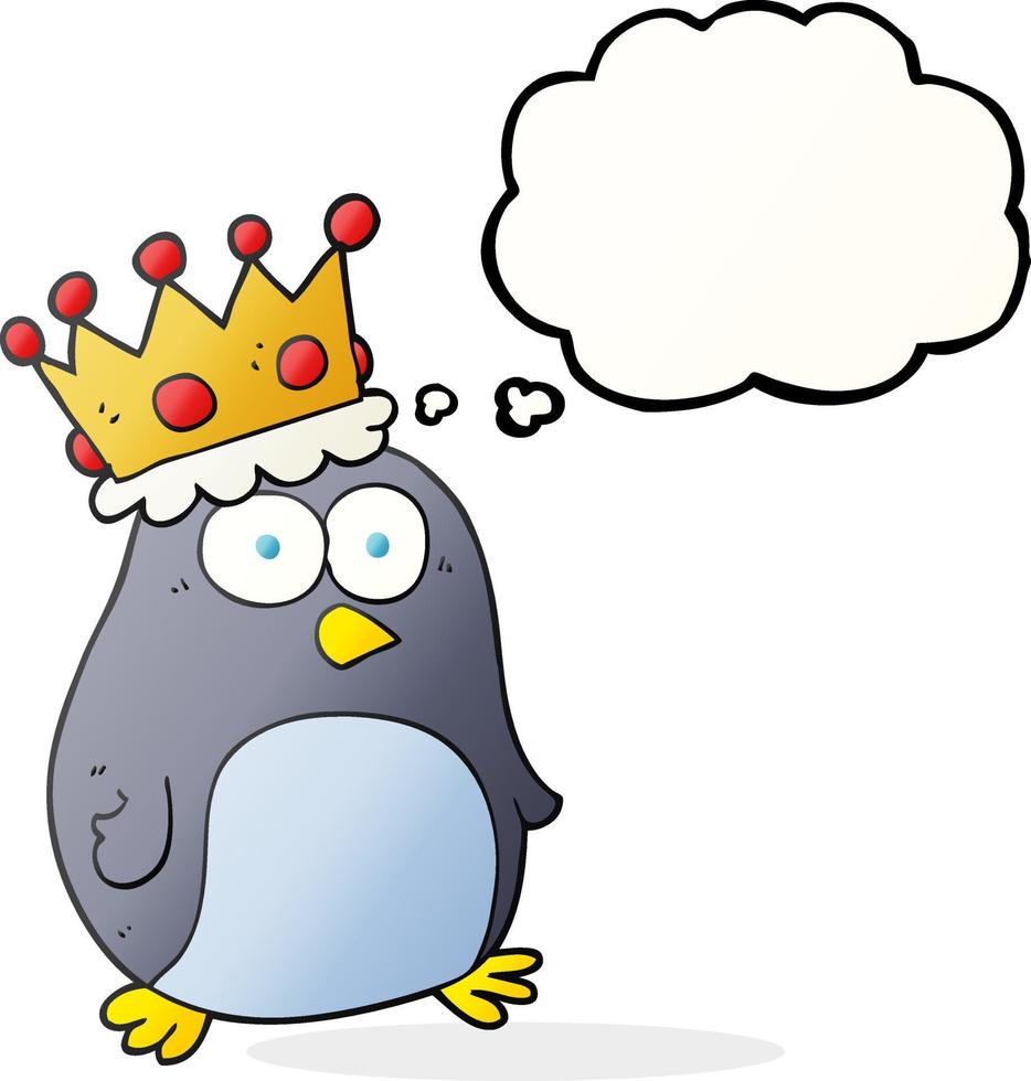 freehand drawn thought bubble cartoon emperor penguin vector