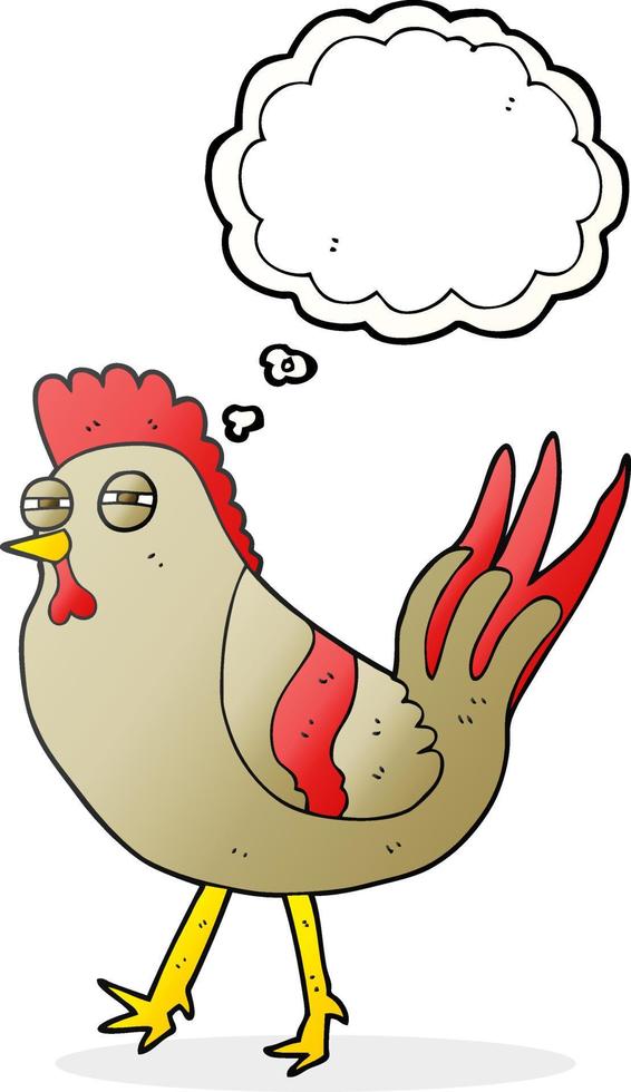 freehand drawn thought bubble cartoon chicken vector