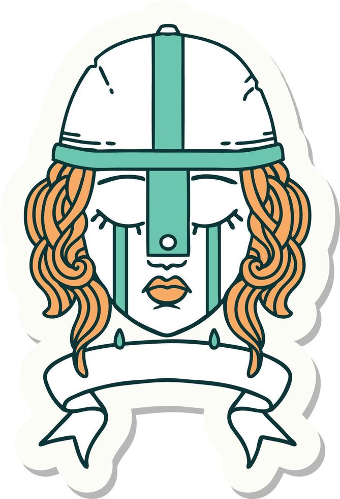 sticker of a crying human fighter character with banner vector