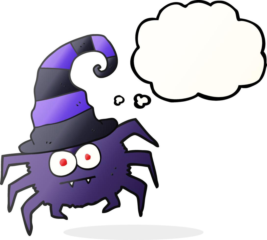 freehand drawn thought bubble cartoon halloween spider vector