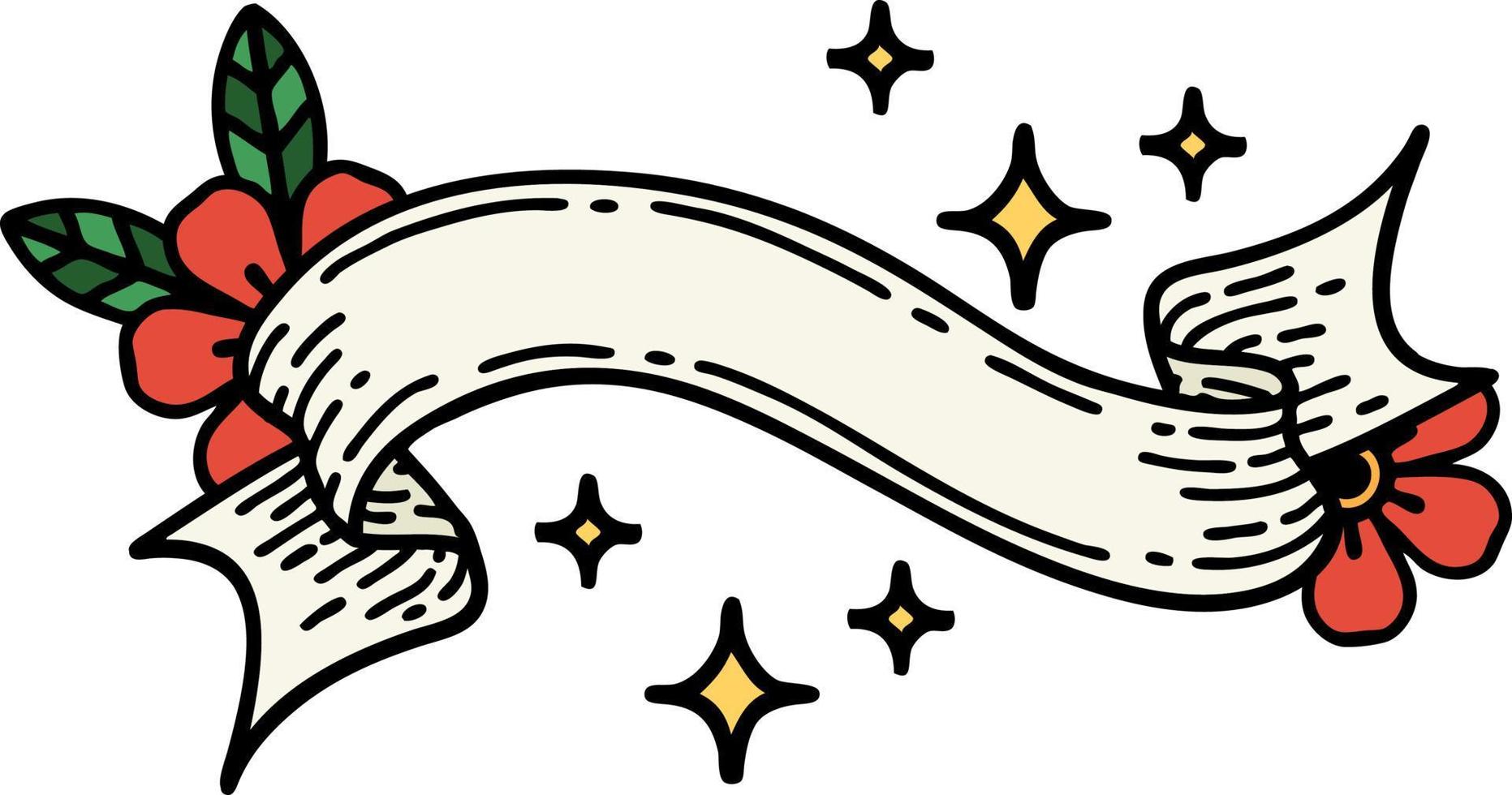 traditional tattoo with banner of a stars vector