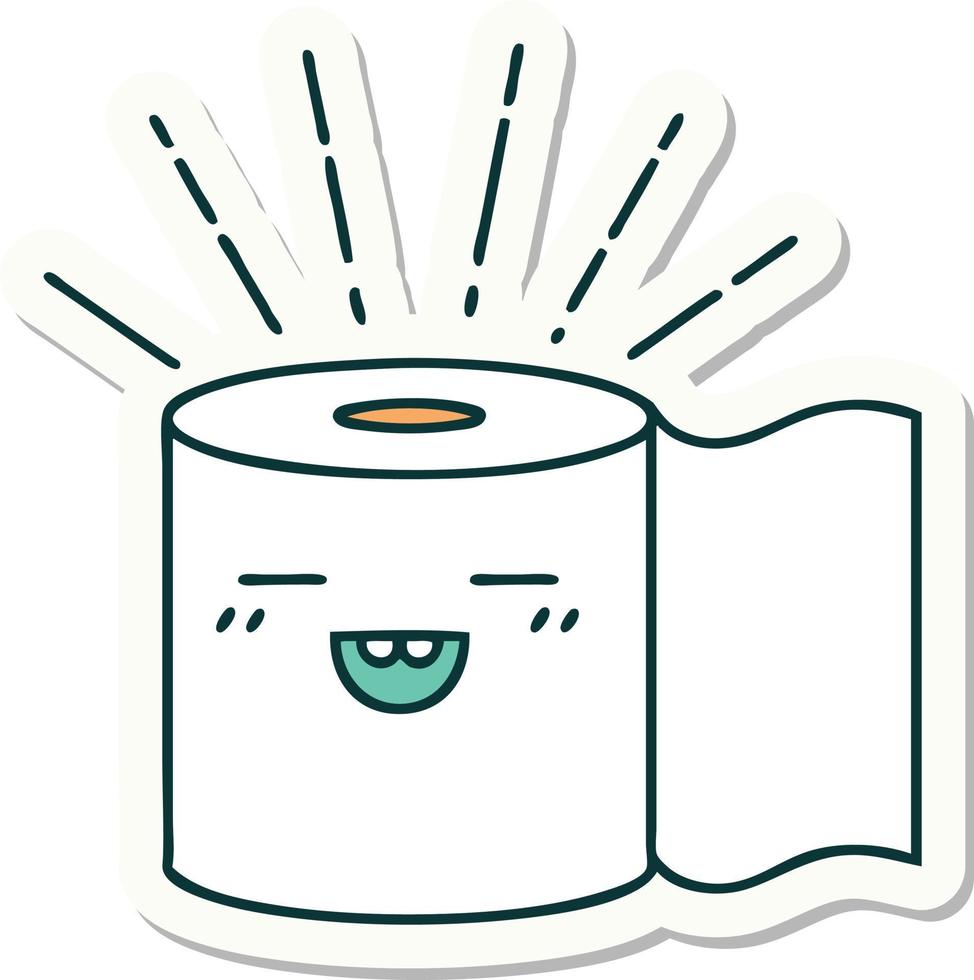 sticker of a tattoo style toilet paper character vector