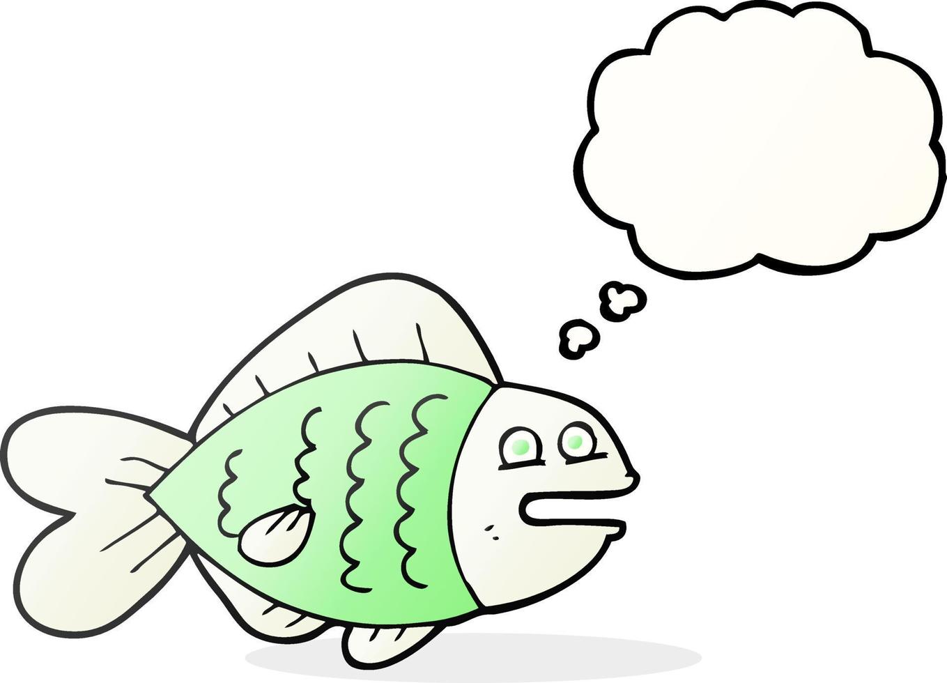 freehand drawn thought bubble cartoon funny fish vector